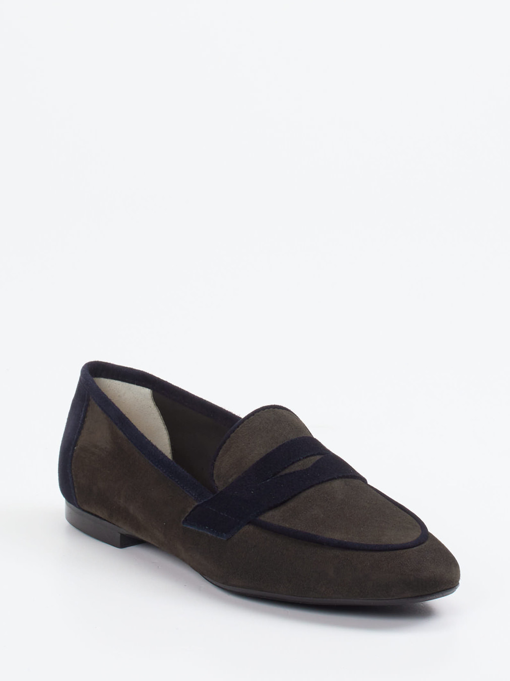 Andrea Puccini – Loafer aus Veloursleder olivbraun