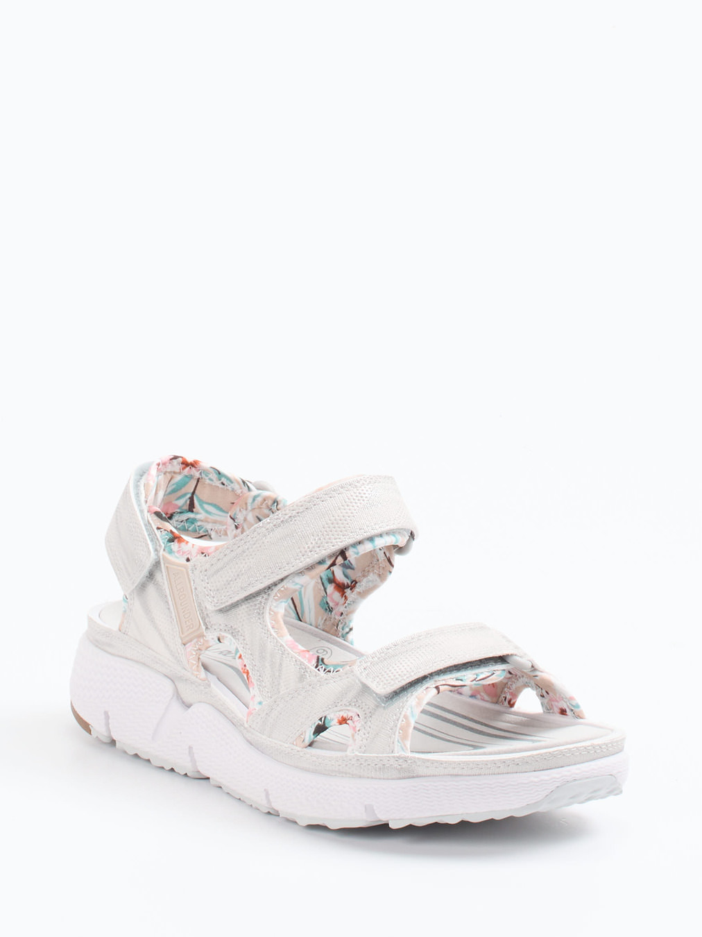 Allrounder – Trekkingsandale aus geprägtem Leder hellgrau