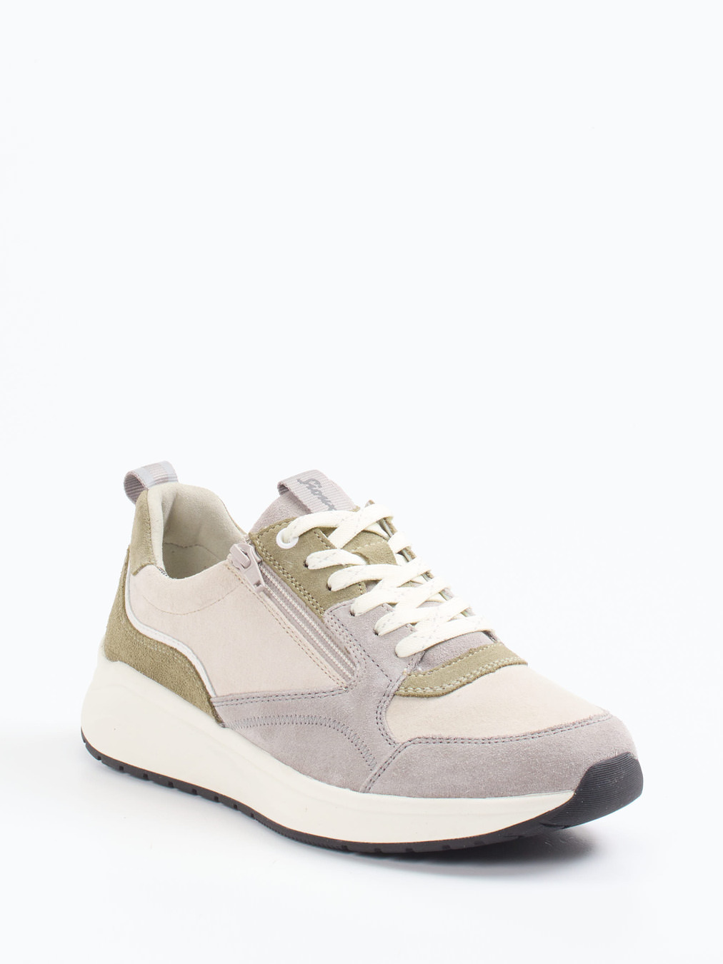 Sioux – Sneaker aus Veloursleder in Beigegrau