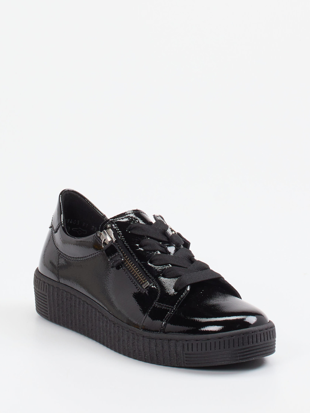 Gabor – Plateau-Sneaker aus schwarzem Lackleder