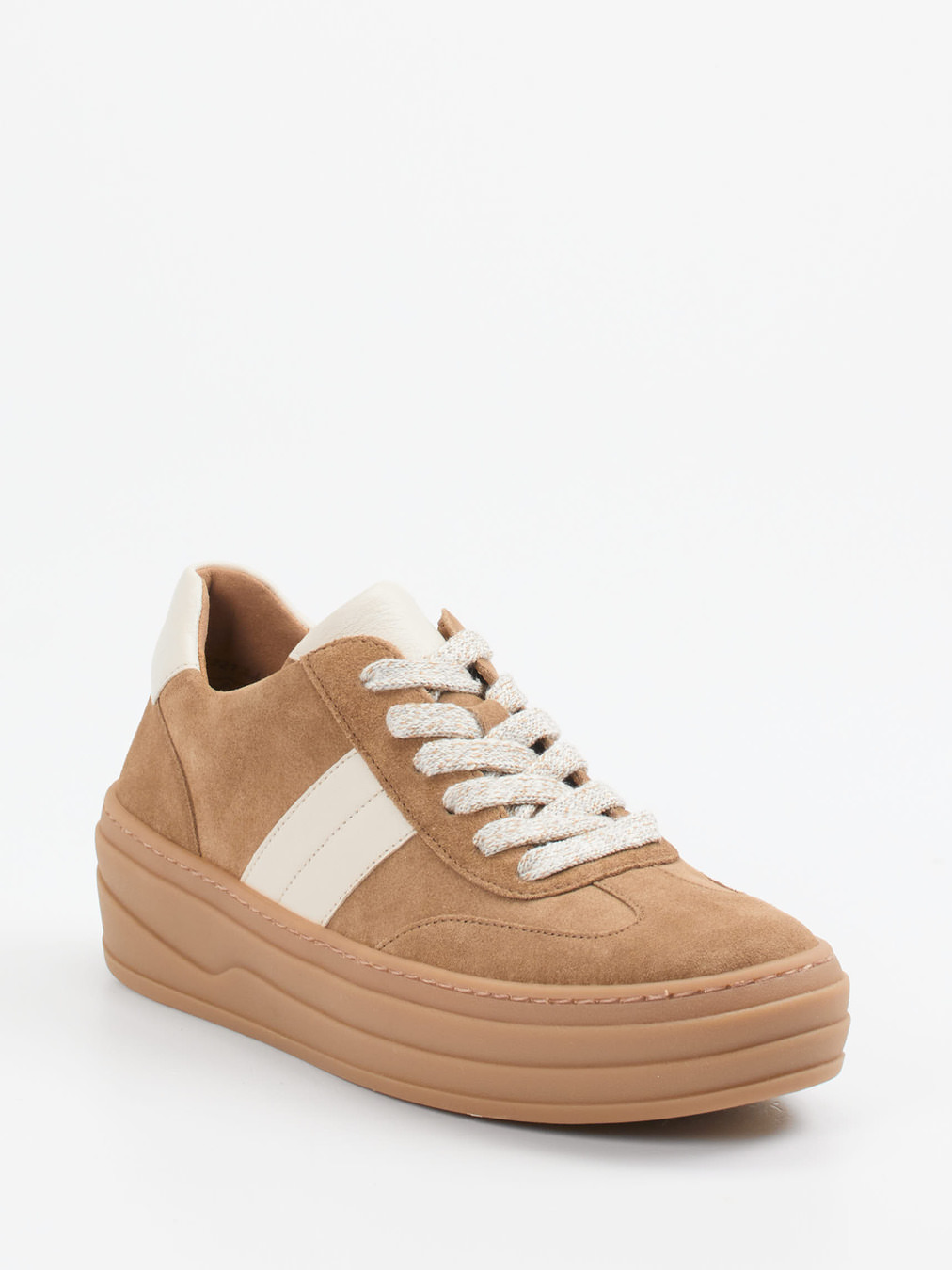 Gabor – Plateau-Sneaker aus Veloursleder karamellbraun