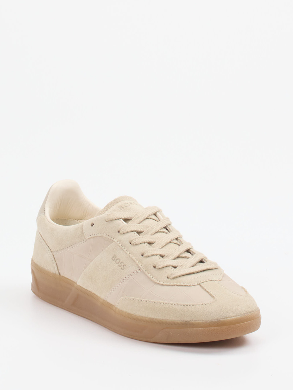 Boss – Sneaker aus Veloursleder in Beige