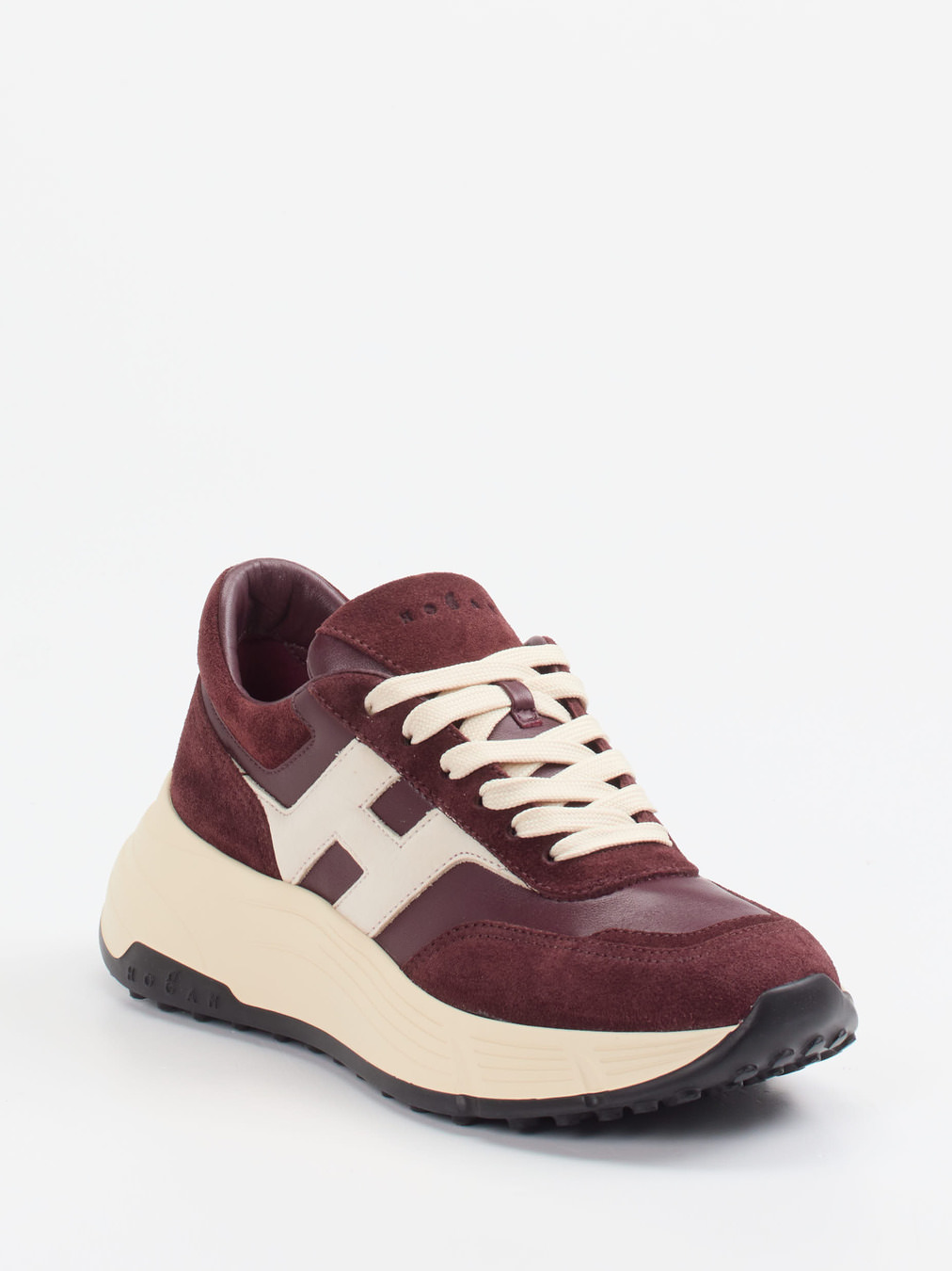 Hogan – Chunky Sneaker aus Velours- und Glattleder Bordeaux