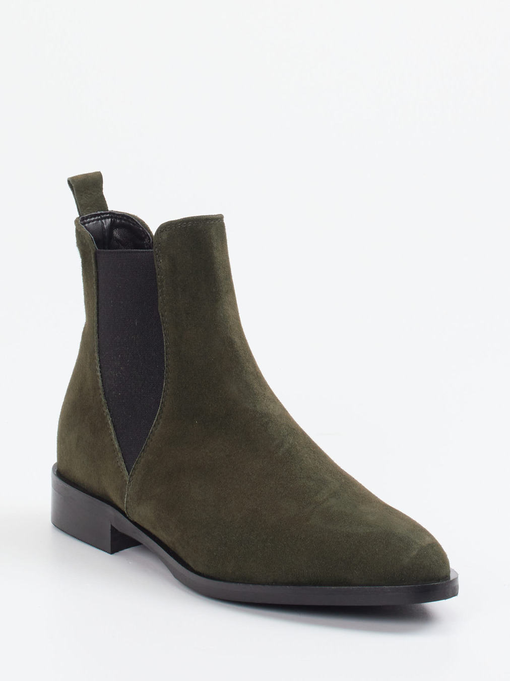 Andrea Puccini – Chelsea Boots aus Veloursleder olivgrün