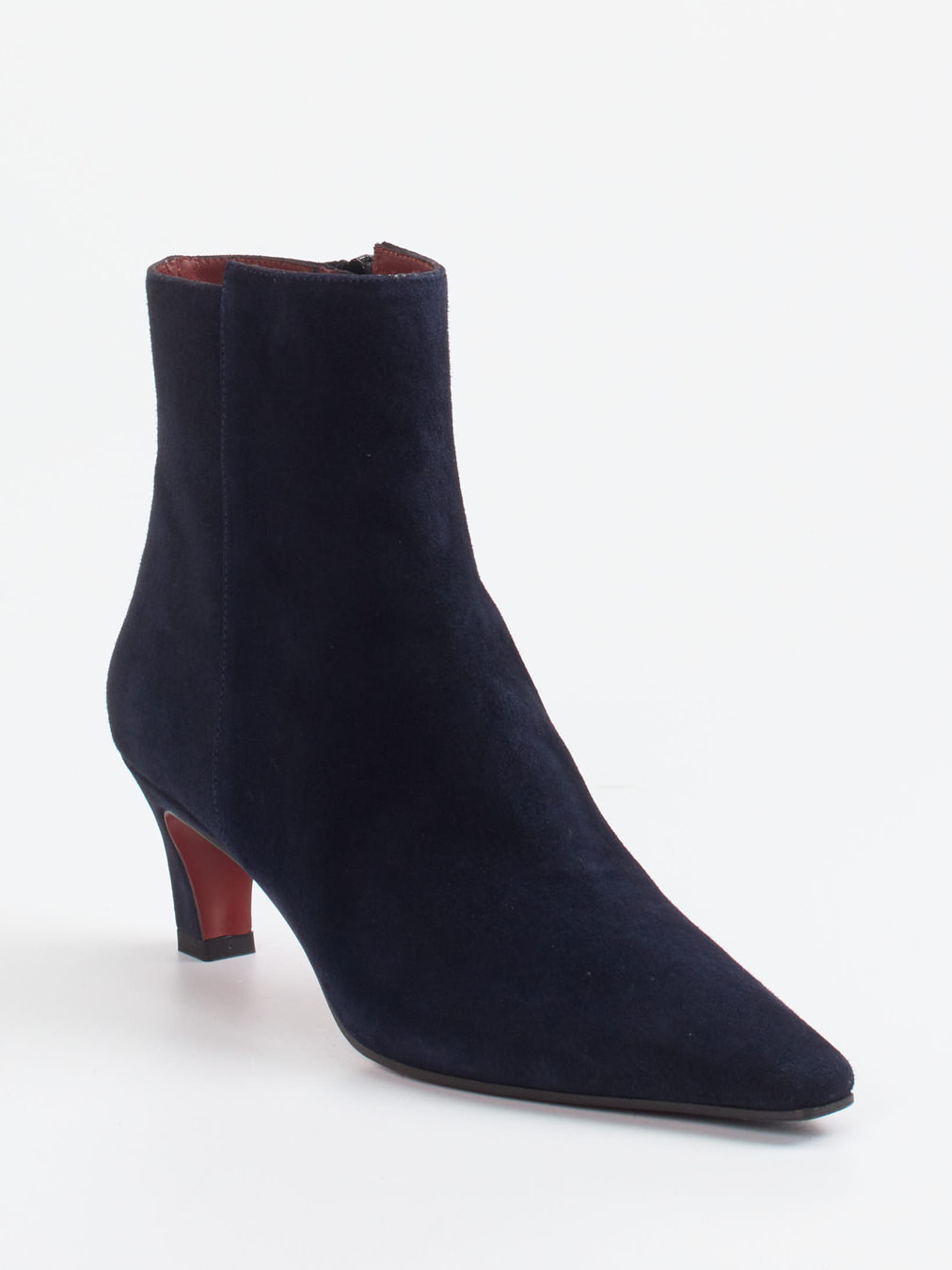 Konstantin Starke – Ankle Boots aus Veloursleder Dunkelblau