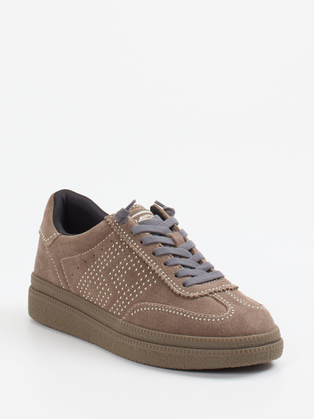 MRP – Low-Top Sneaker aus Veloursleder in Taupe