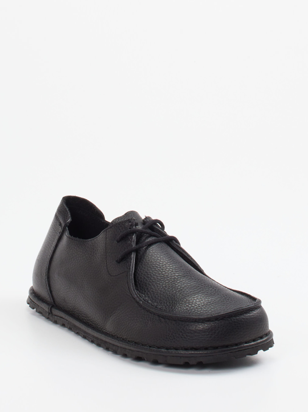 Birkenstock – Schnürschuh aus genarbtem Leder schwarz