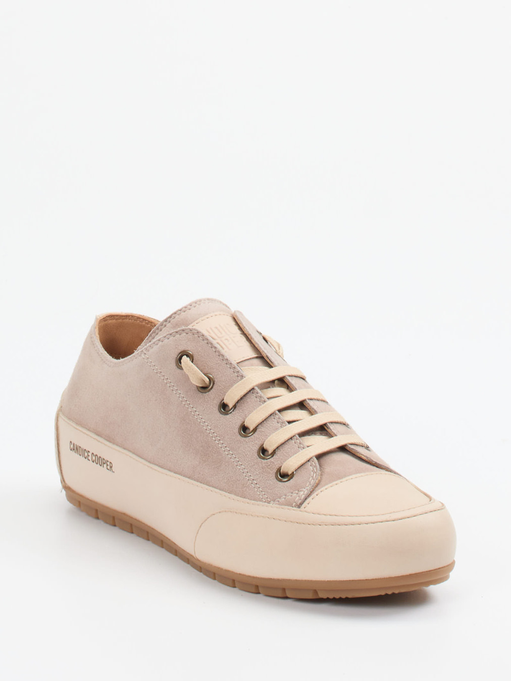 Candice Cooper – Sneaker aus Velours- und Glattleder Beige