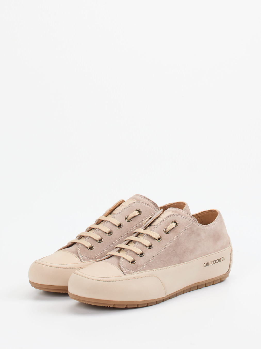 Candice Cooper – Sneaker aus Velours- und Glattleder Beige