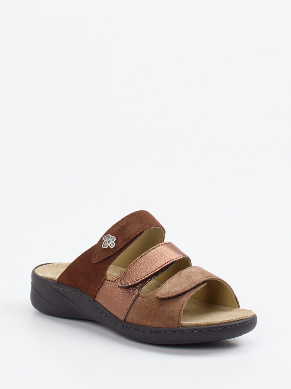 Solidus – Komfort-Pantoletten aus Veloursleder braun