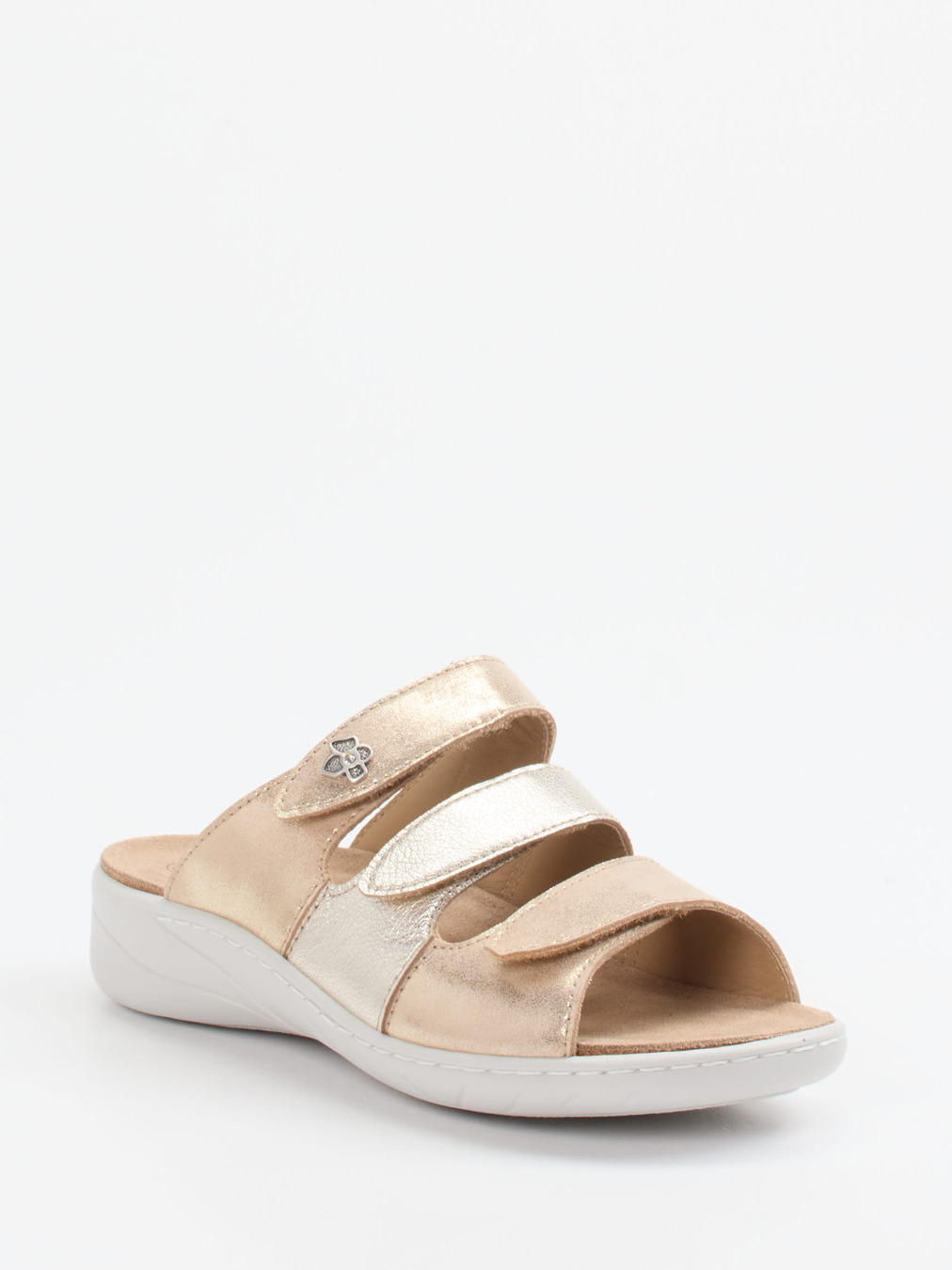 Solidus – Komfort-Pantolette aus Metallicleder beige