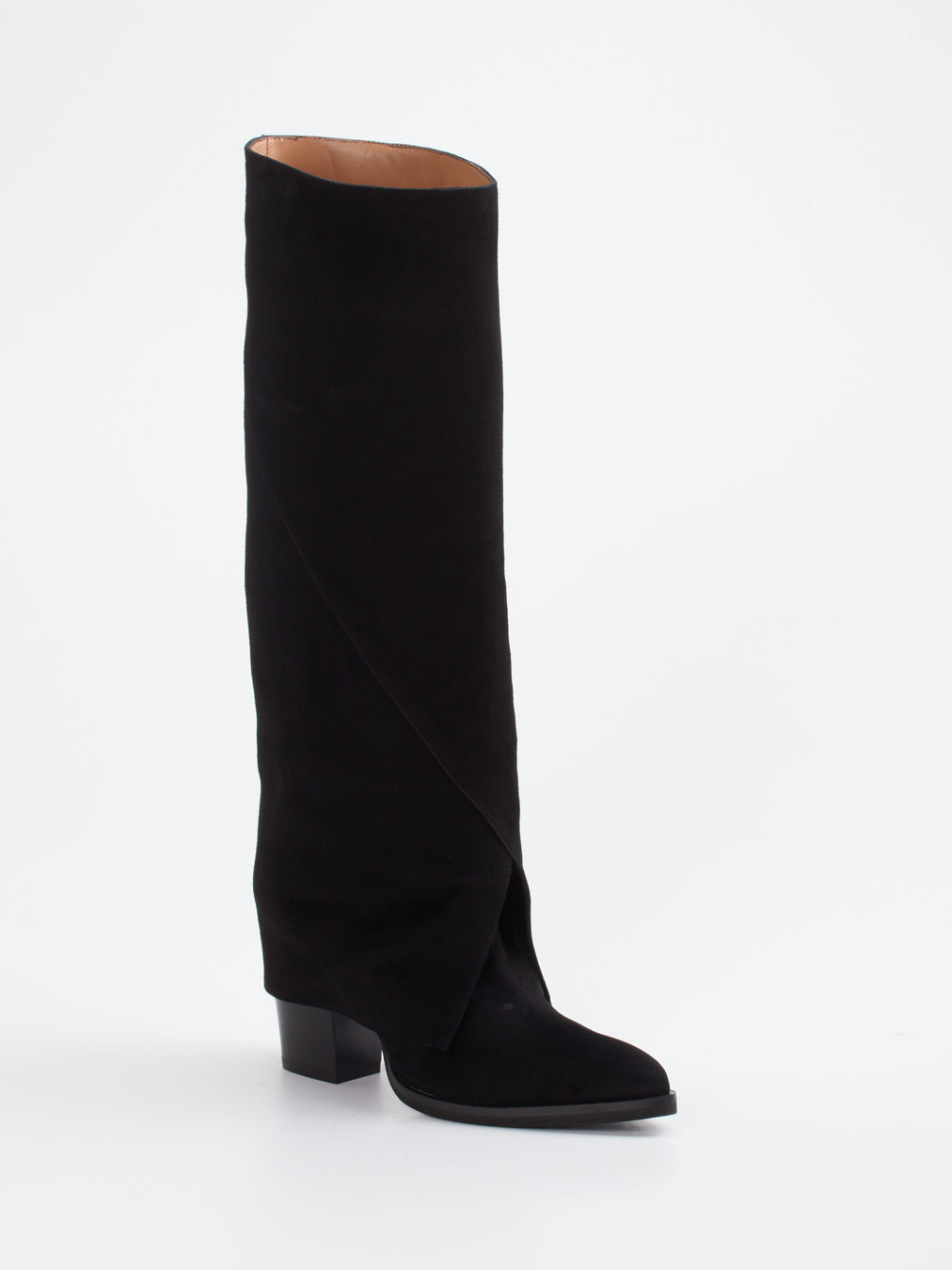 Konstantin Starke – Kniestiefel aus Veloursleder schwarz