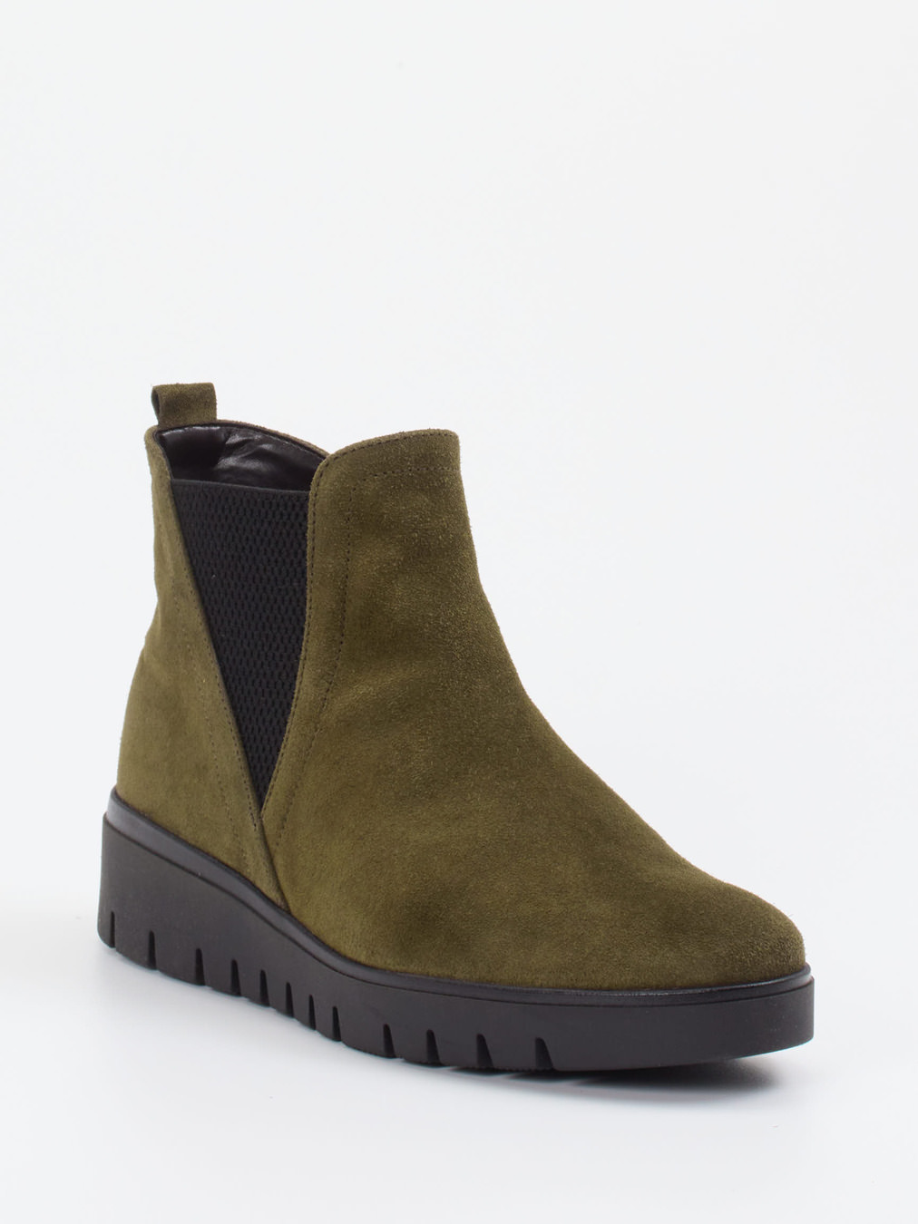 Gabor Comfort – Chelsea Boots aus Veloursleder olivgrün