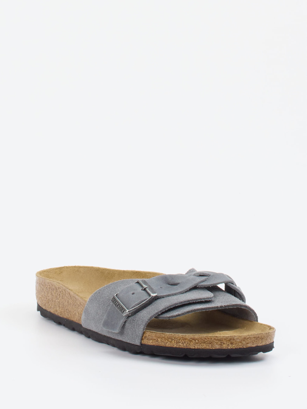 Birkenstock – Pantolette aus Veloursleder grau