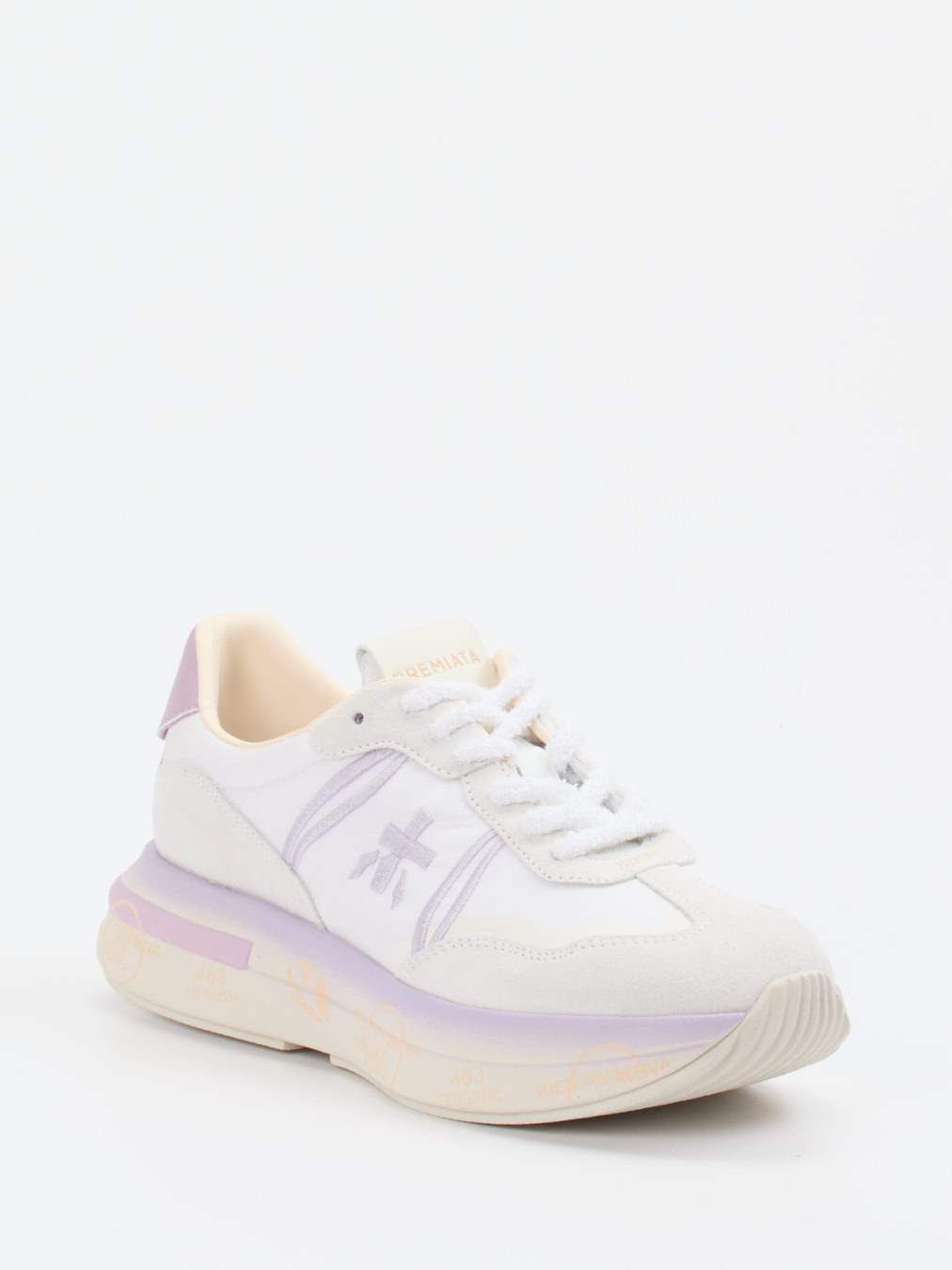 Premiata – Sneaker aus Veloursleder und Textil Weiß