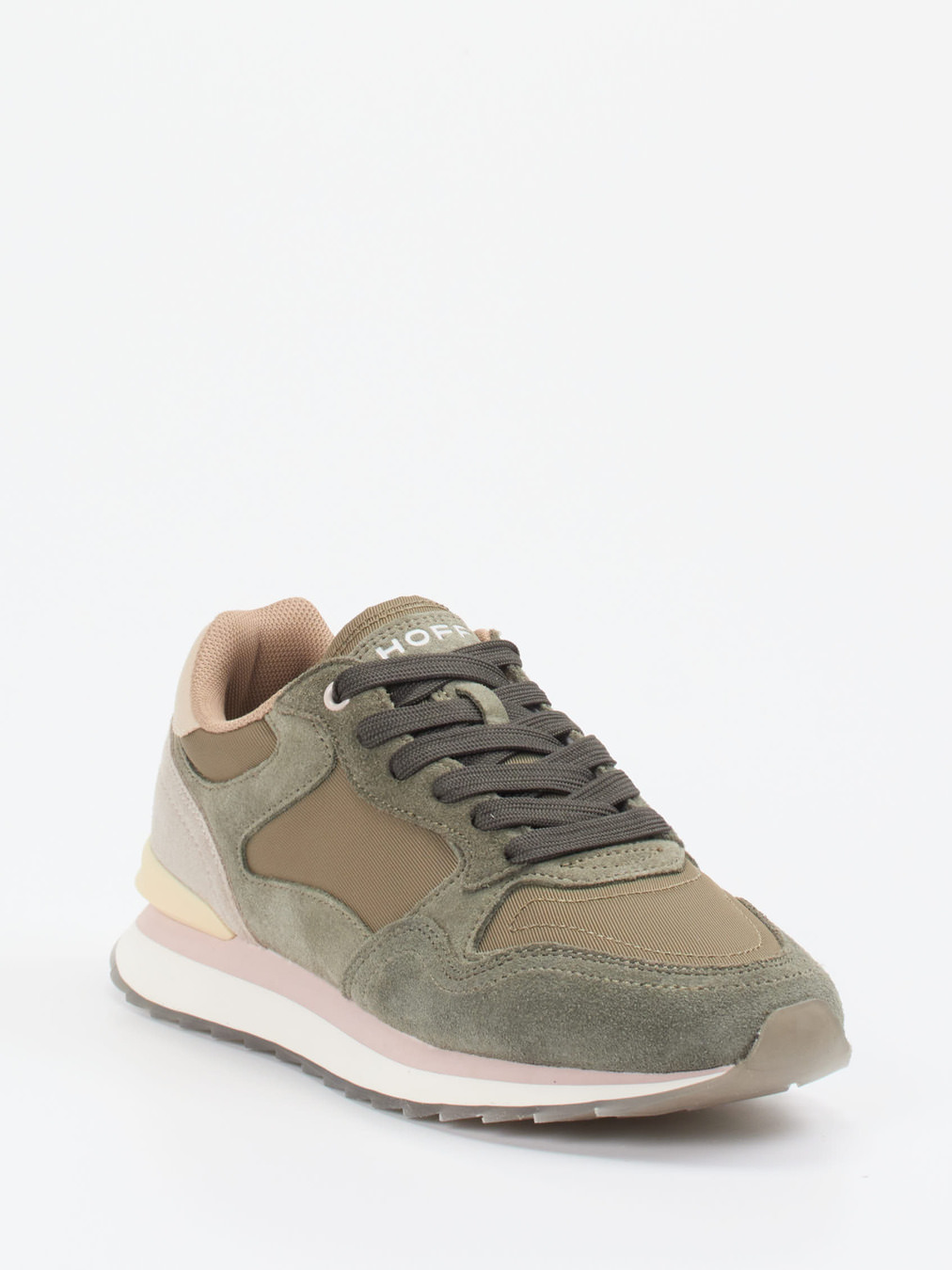 THE HOFF BRAND – Retro-Sneaker Los Angeles aus Veloursleder olivgrün