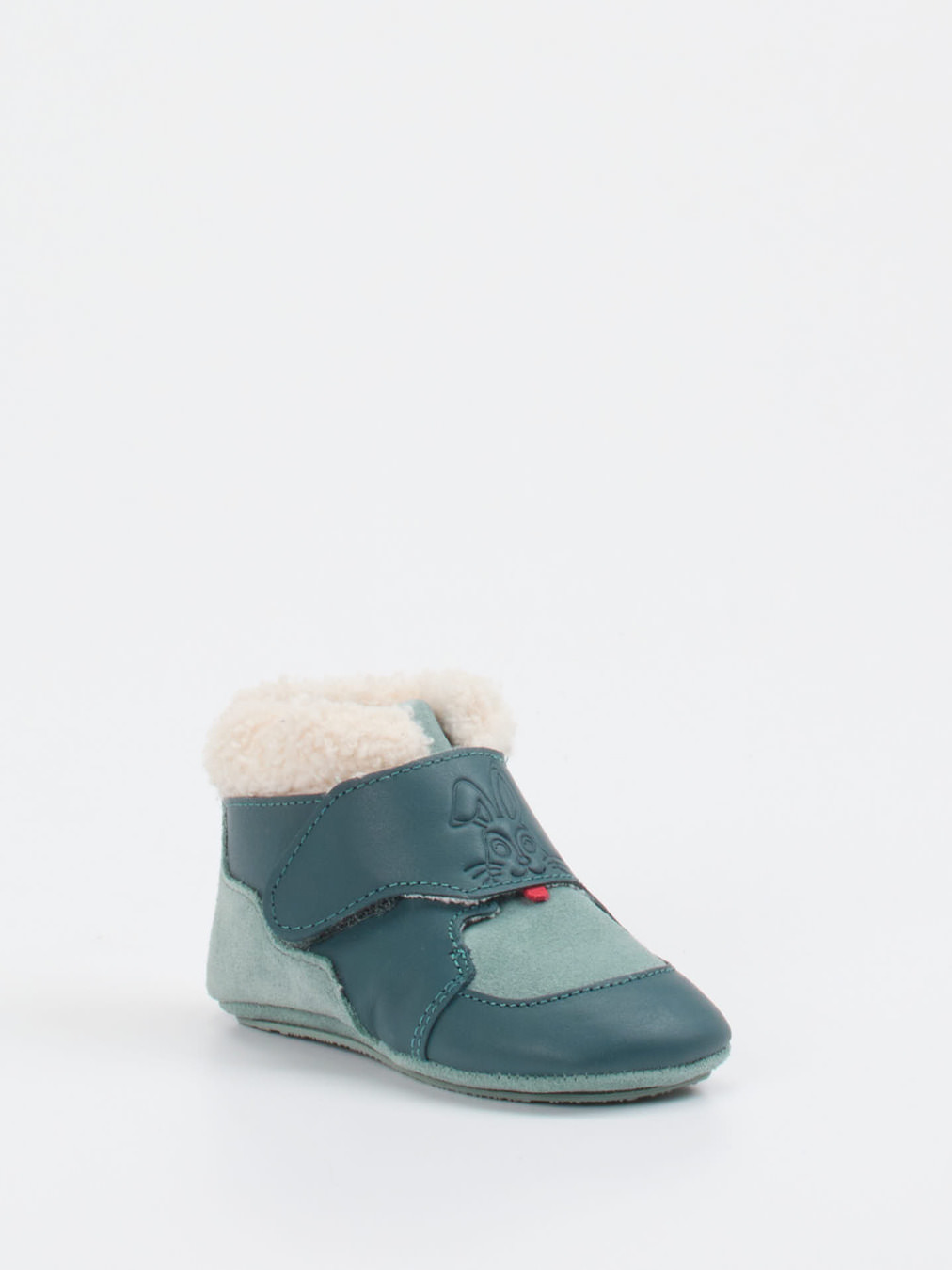 Affenzahn – Baby-Krabbelschuh aus Kalbleder petrolgrün