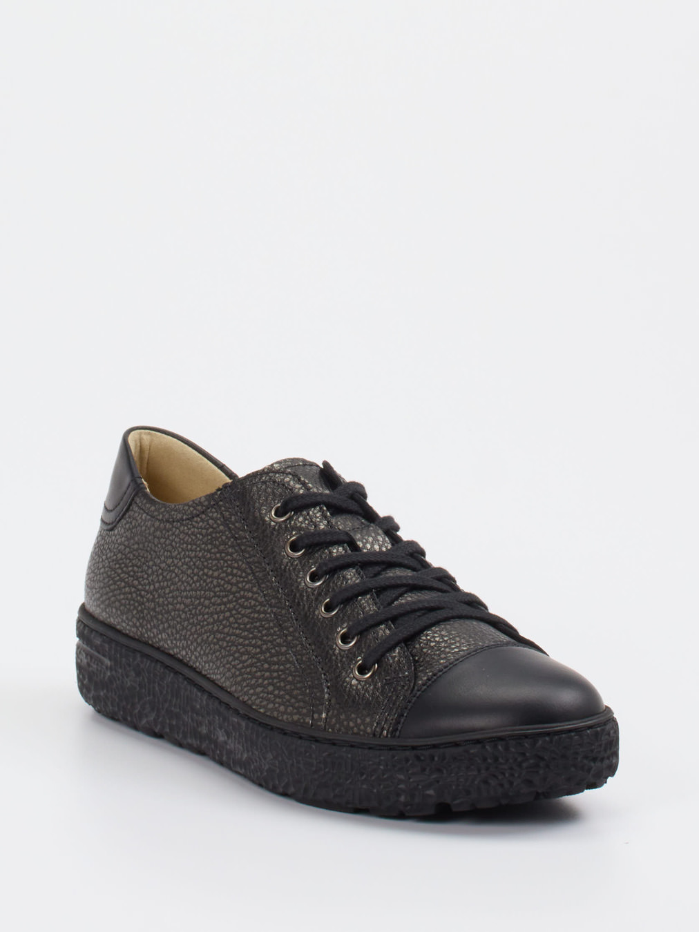 Hartjes – Komfort-Sneaker aus geprägtem Leder grau