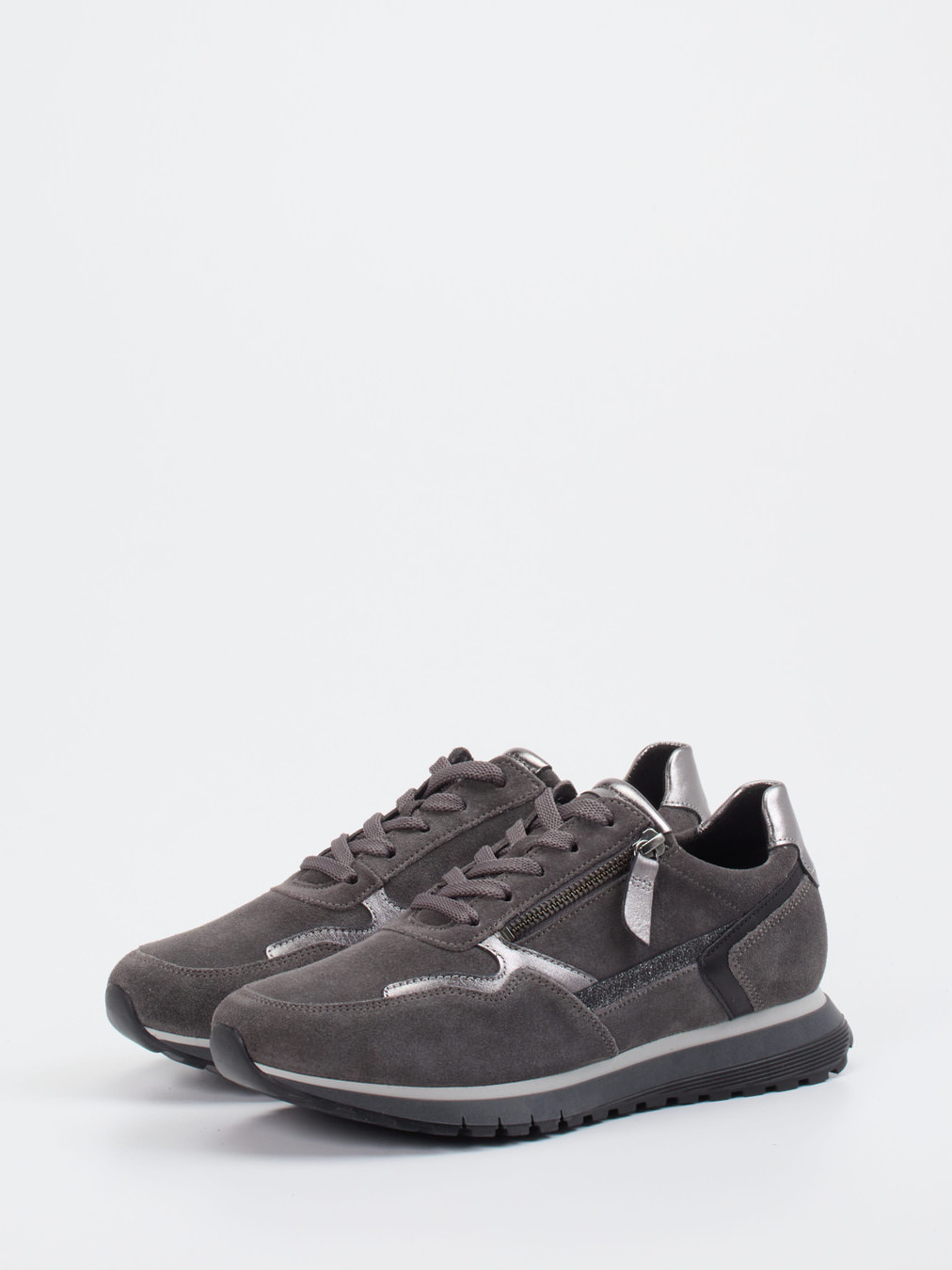 Gabor Comfort – Sneaker aus Veloursleder in Grau
