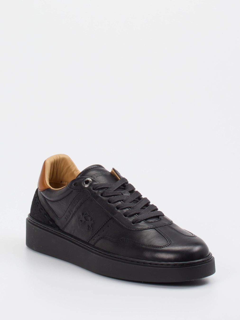 La Martina – Sneaker aus Kalbleder in Schwarz