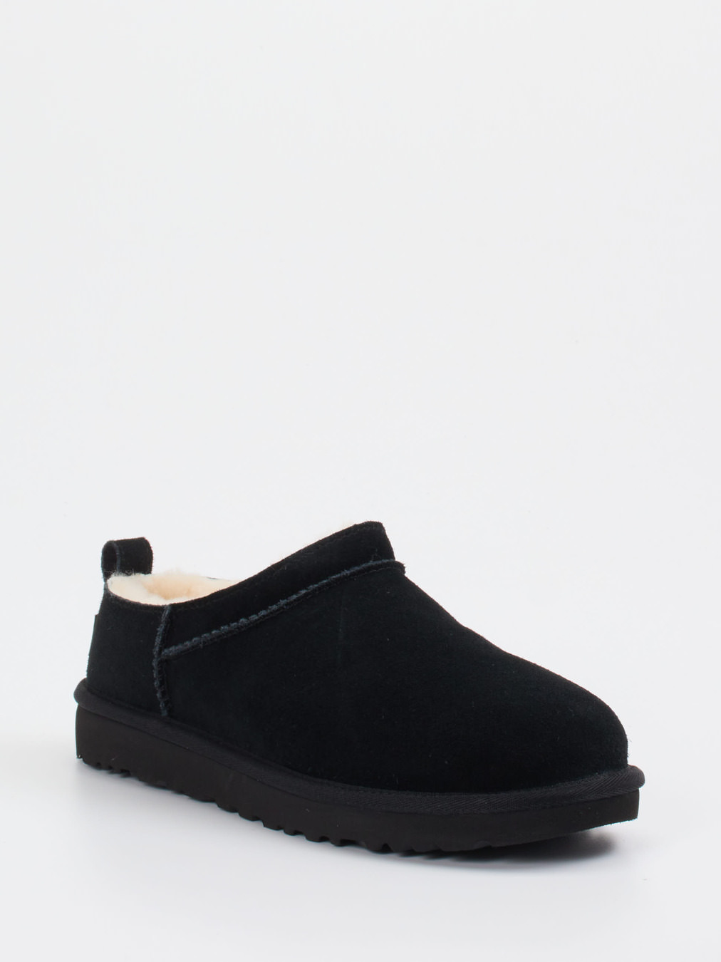 UGG – Lammfell-Slipper aus Veloursleder schwarz