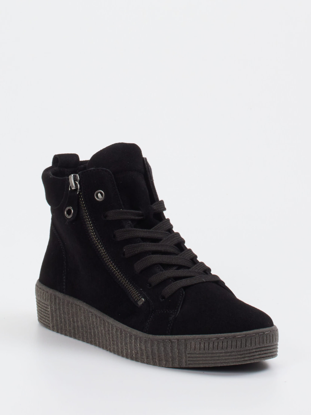Gabor – High-Top Sneaker aus Veloursleder Schwarz