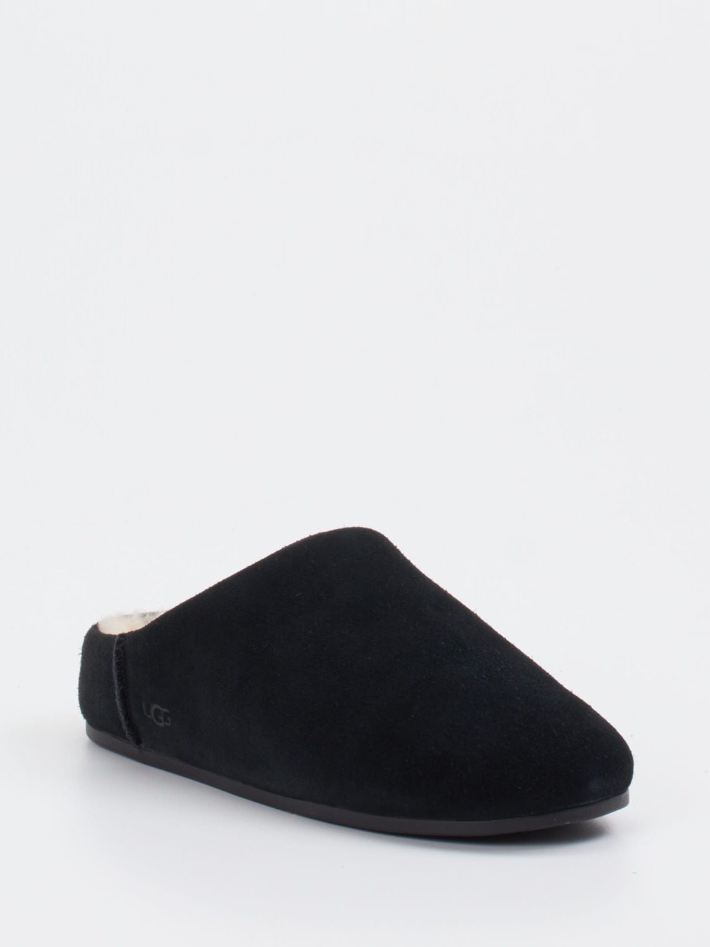 UGG – Hausschuhe aus Veloursleder mit Lammfell