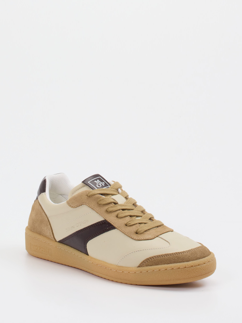 Marc O'Polo – Sneaker aus Velour/Leder in Beige