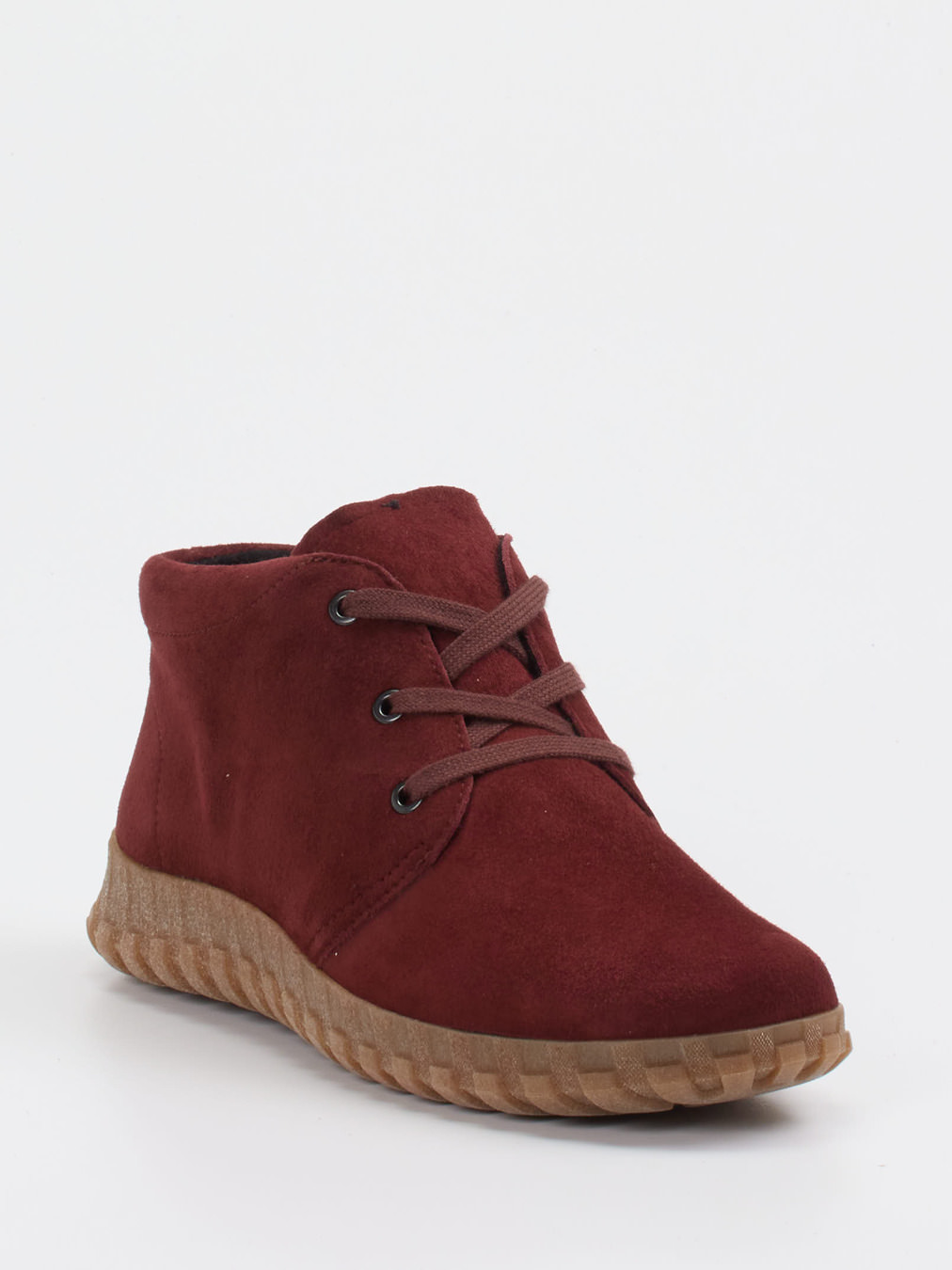 Semler – Schnürstiefelette aus Veloursleder bordeaux