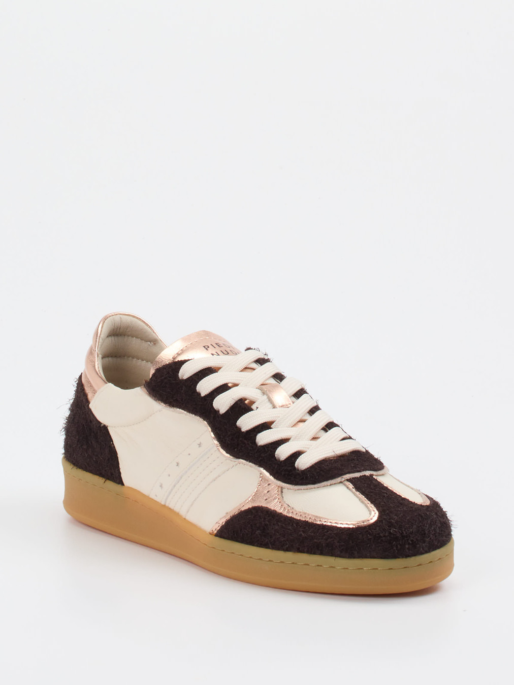 Piedi Nudi – Sneaker aus Velour/Leder in Roségold