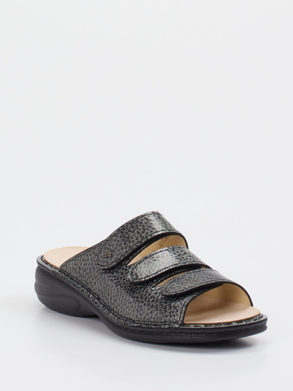 Finn Comfort – Pantolette aus Lackleder anthrazitgrau