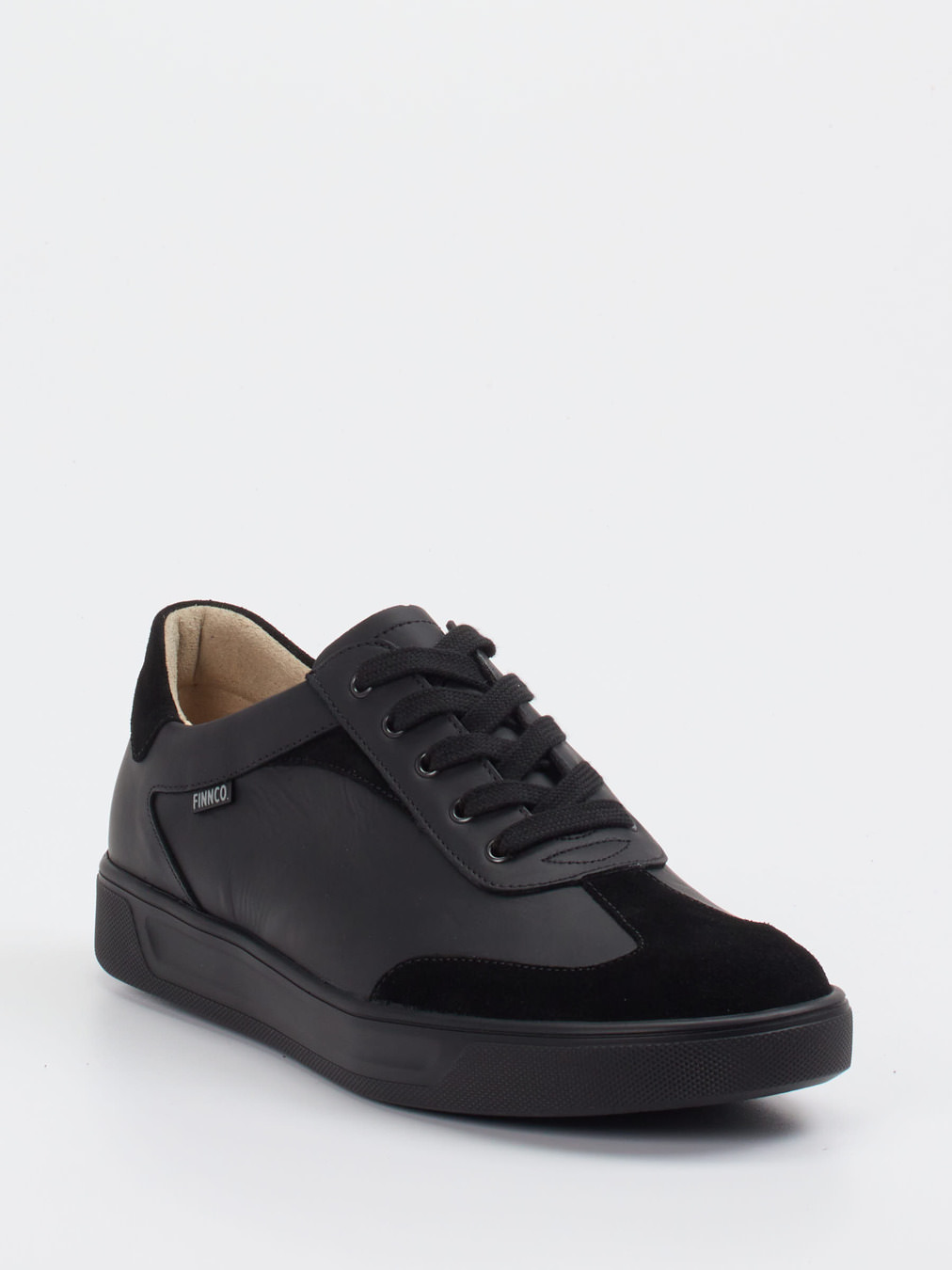 Finn Comfort – Sneaker aus Velour- und Glattleder Schwarz