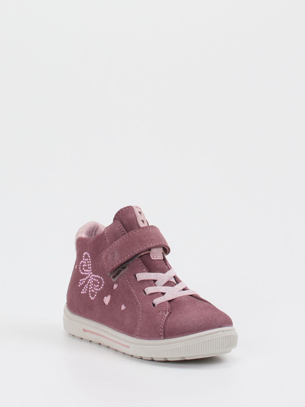 Ricosta – Mid-Cut Sneaker aus Veloursleder Altrosa