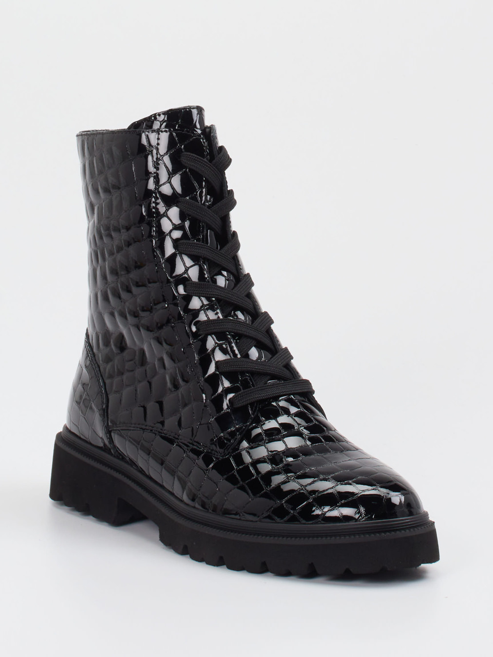 Rapid Soul – Schnürboots aus Lackleder Schwarz