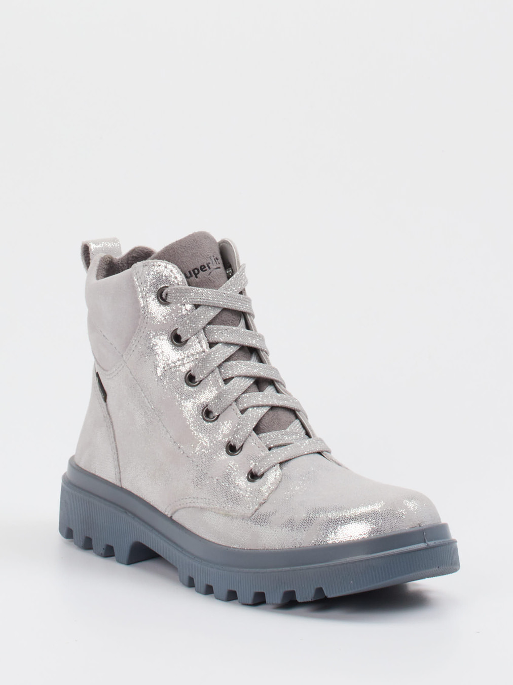Superfit – Schnürboots aus Metallicleder silberfarben