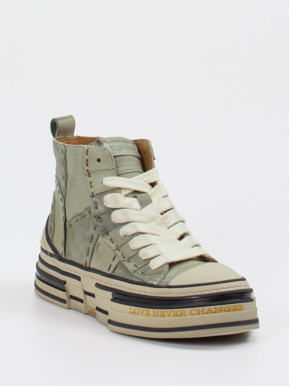 Rebecca White – High-Top Sneaker aus Veloursleder Salbeigrün