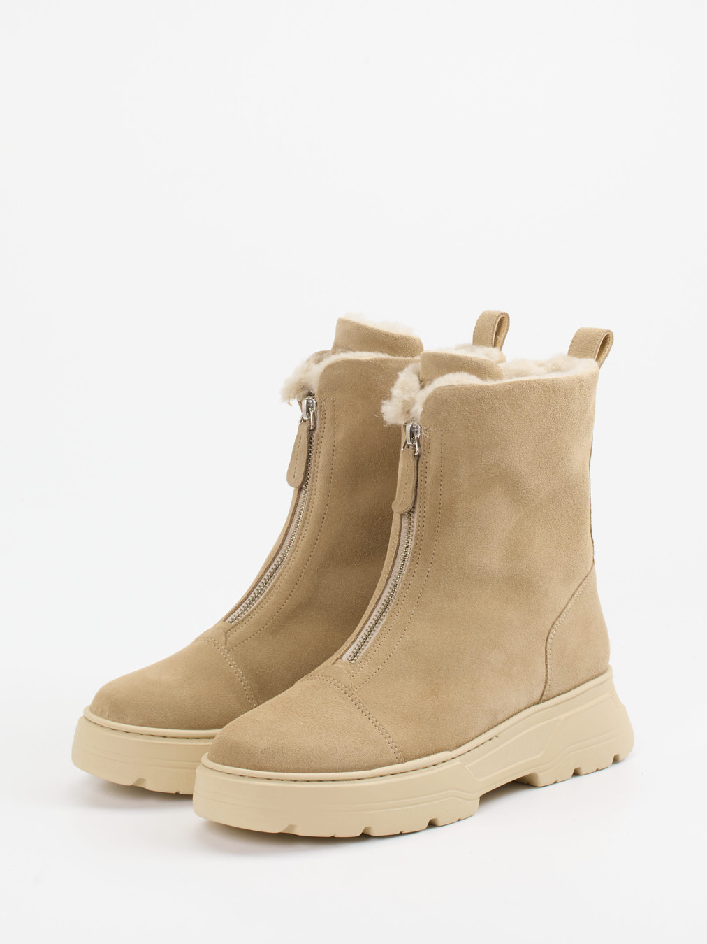 Paul Green – Stiefeletten aus Veloursleder beige