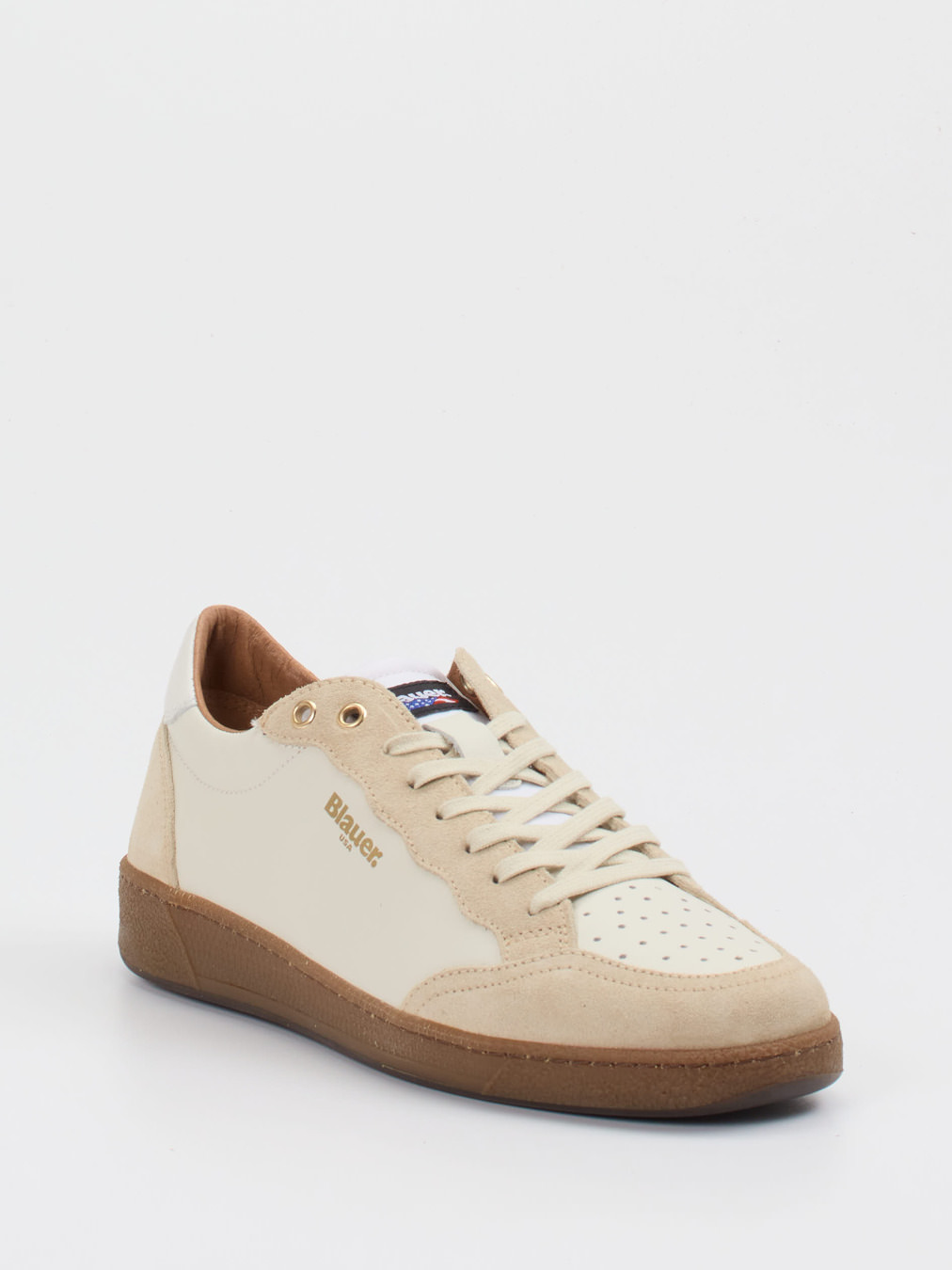 Blauer – Sneaker aus Kalbleder und Veloursleder Beige