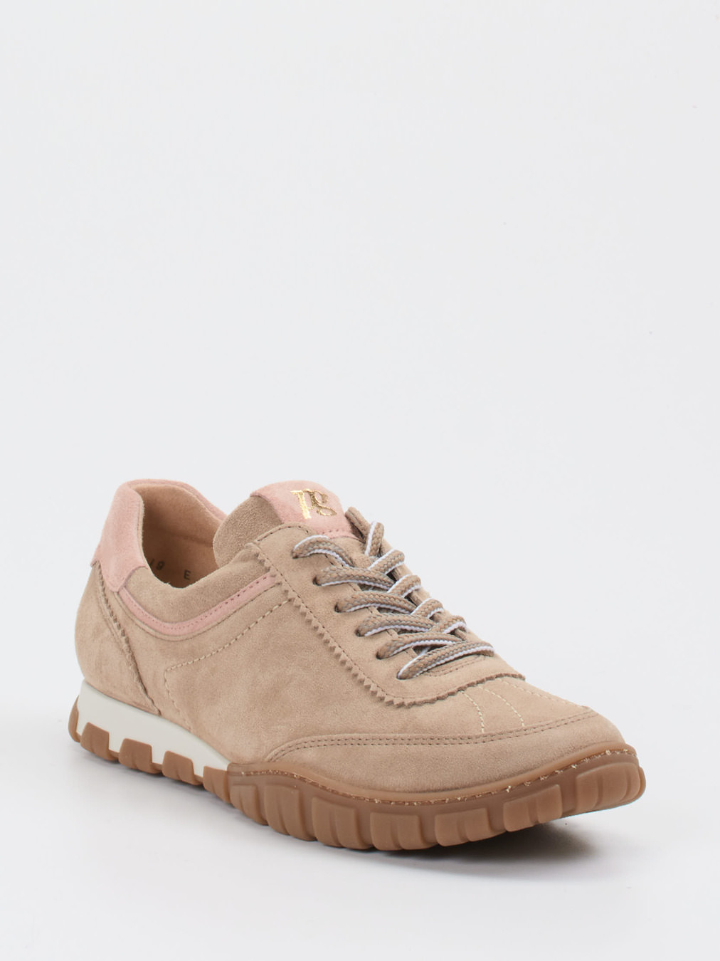 Paul Green – Sneaker aus Veloursleder in Beigebraun