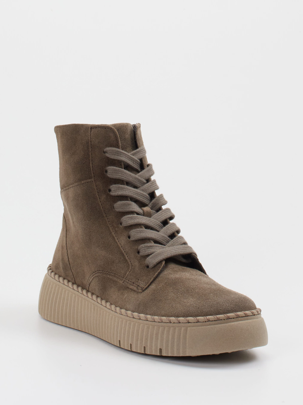 Gabor – Schnürboots aus Veloursleder in Taupe