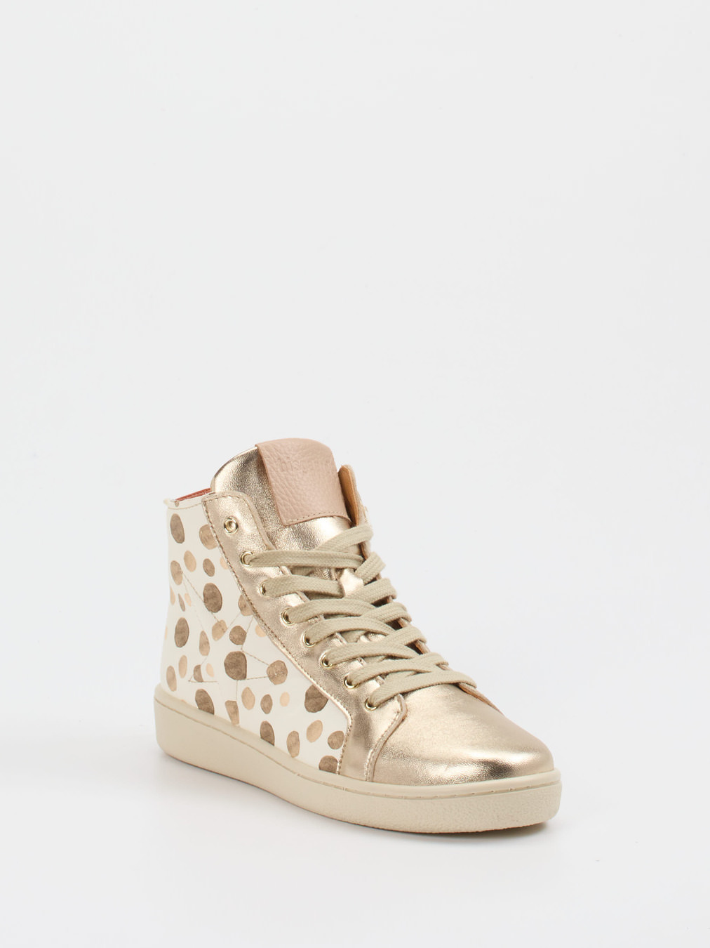 Bisgaard – High-Top Sneaker aus geprägtem Leder beige