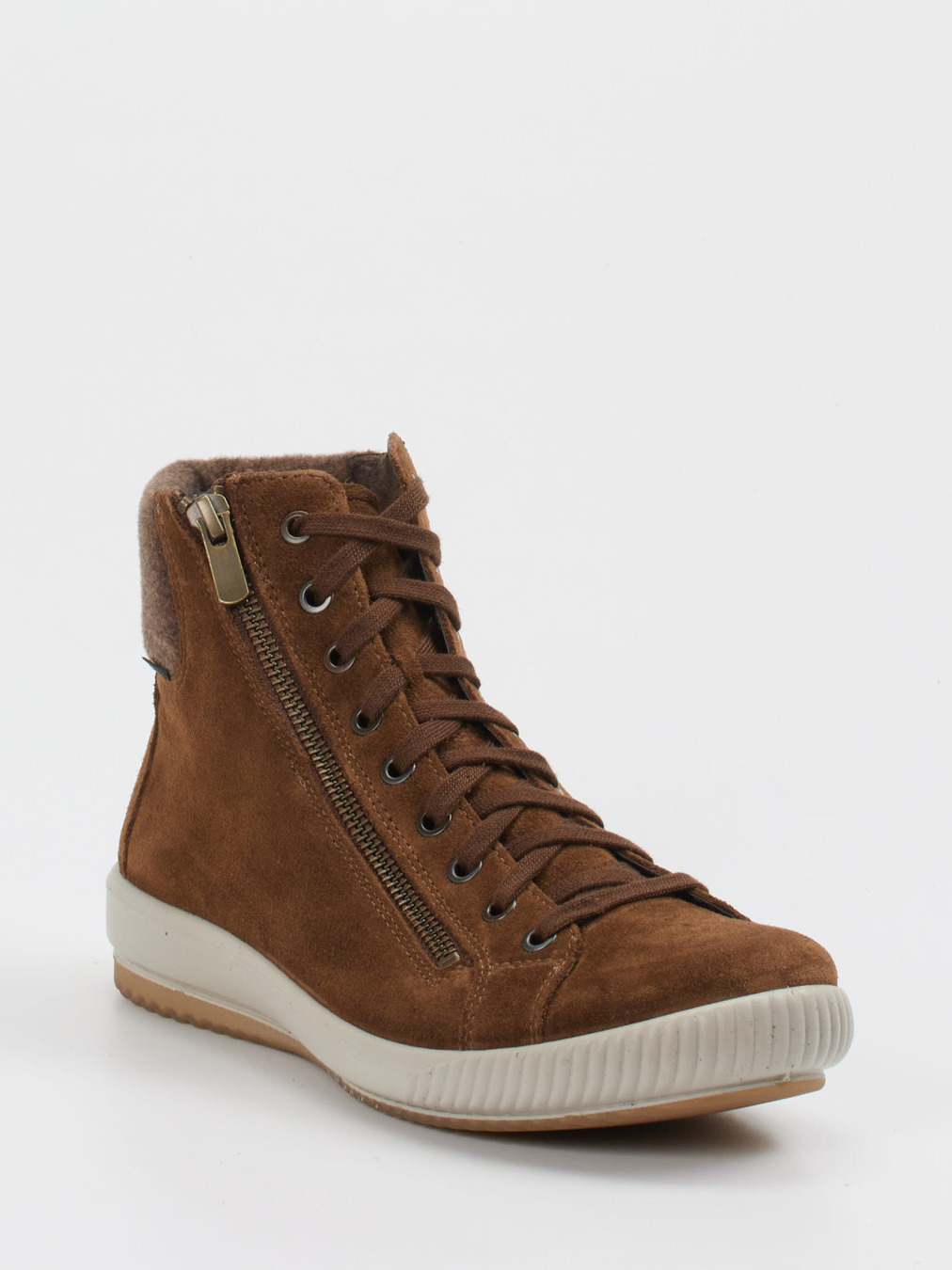 Legero – Schnürboots aus Veloursleder in Braun