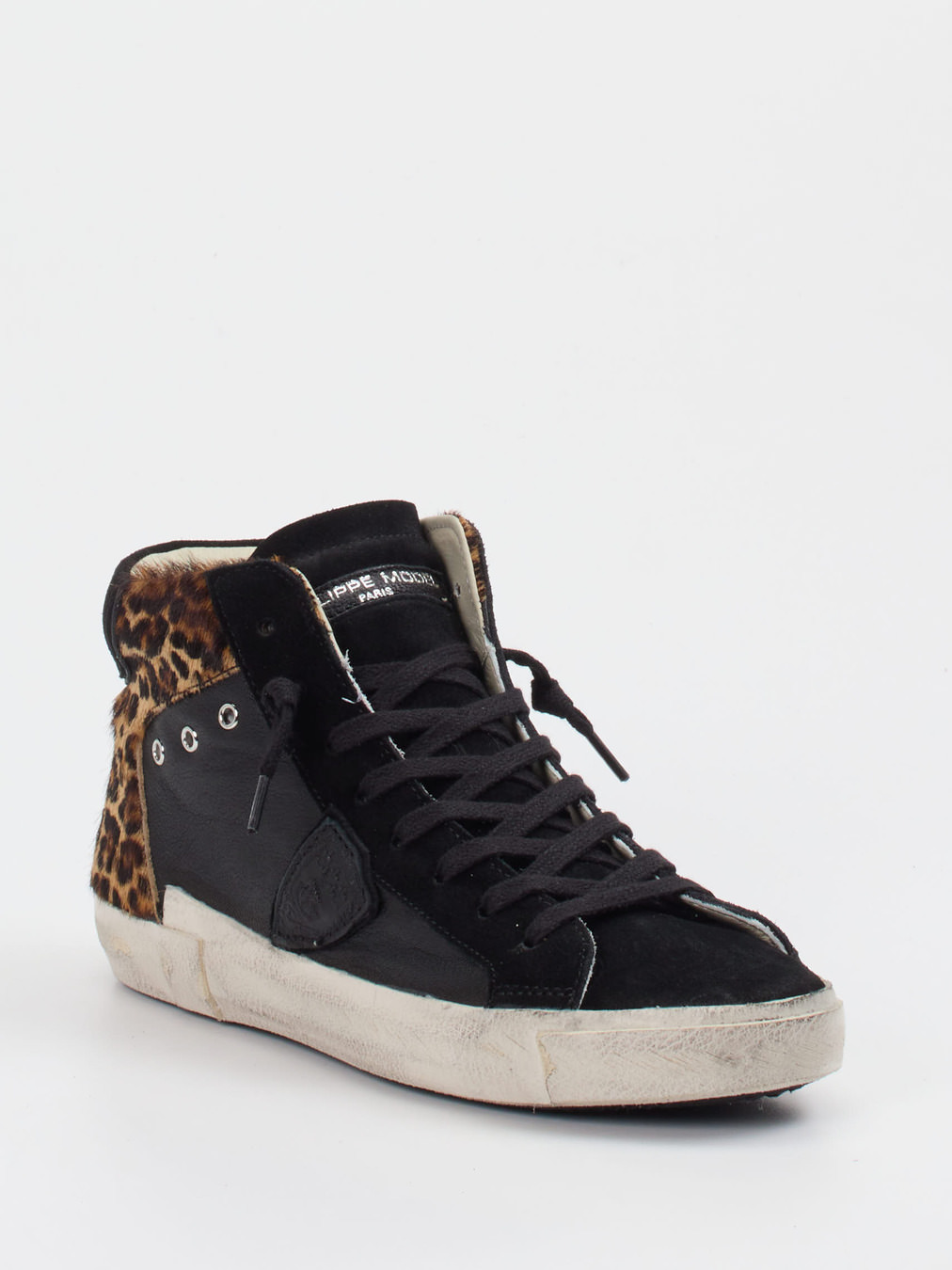 Philippe Model – High-Top Sneaker aus Veloursleder Schwarz