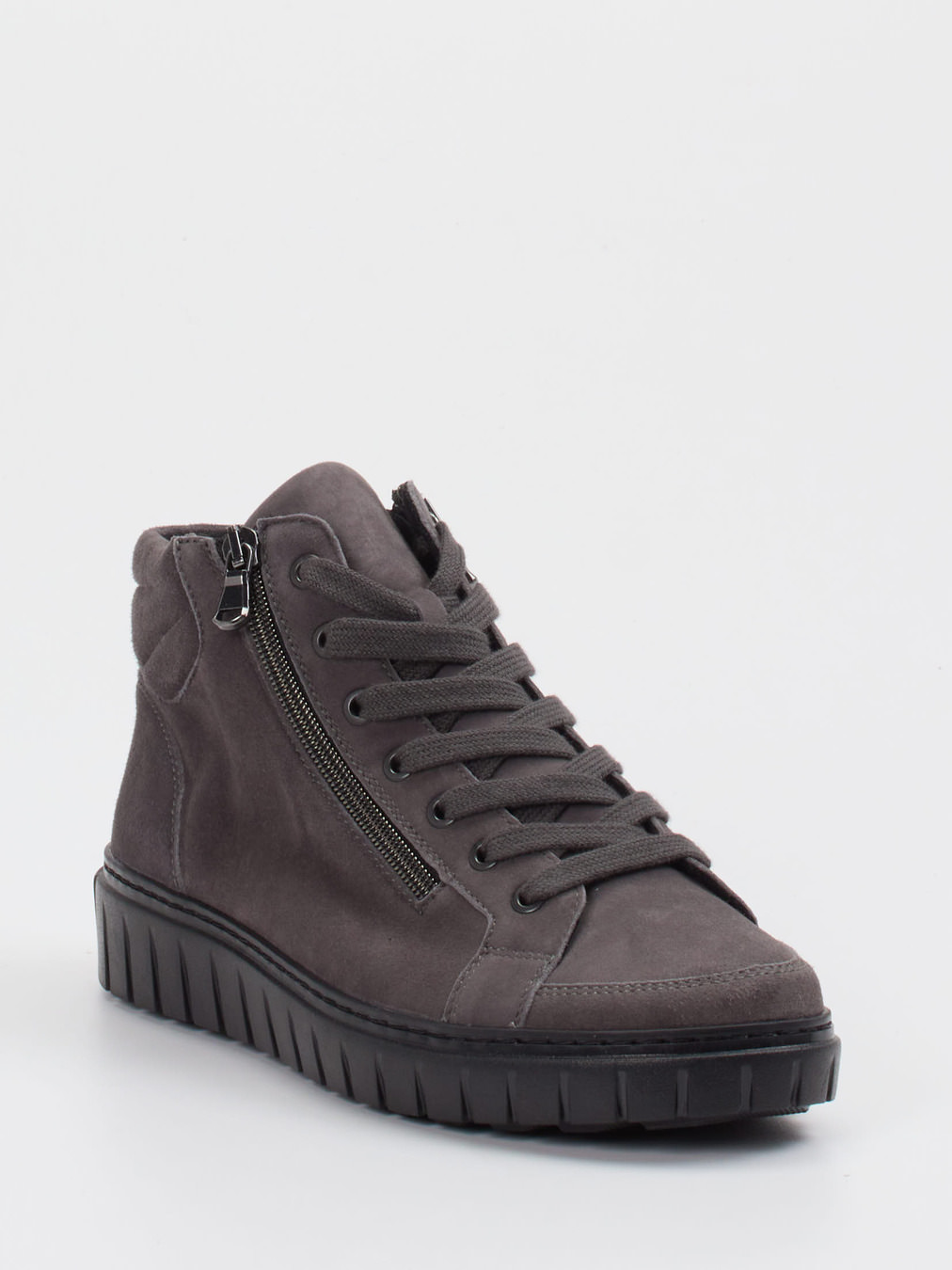 Semler – High-Top Sneaker aus Veloursleder grau