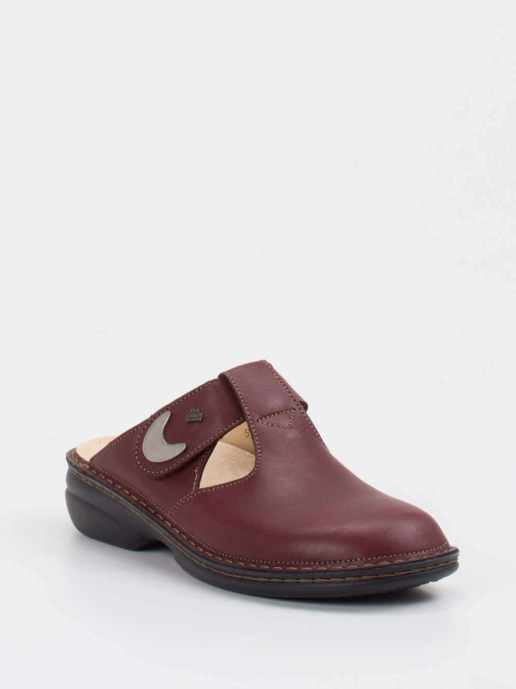 Finn Comfort – Komfort-Pantolette aus Kalbleder bordeauxrot