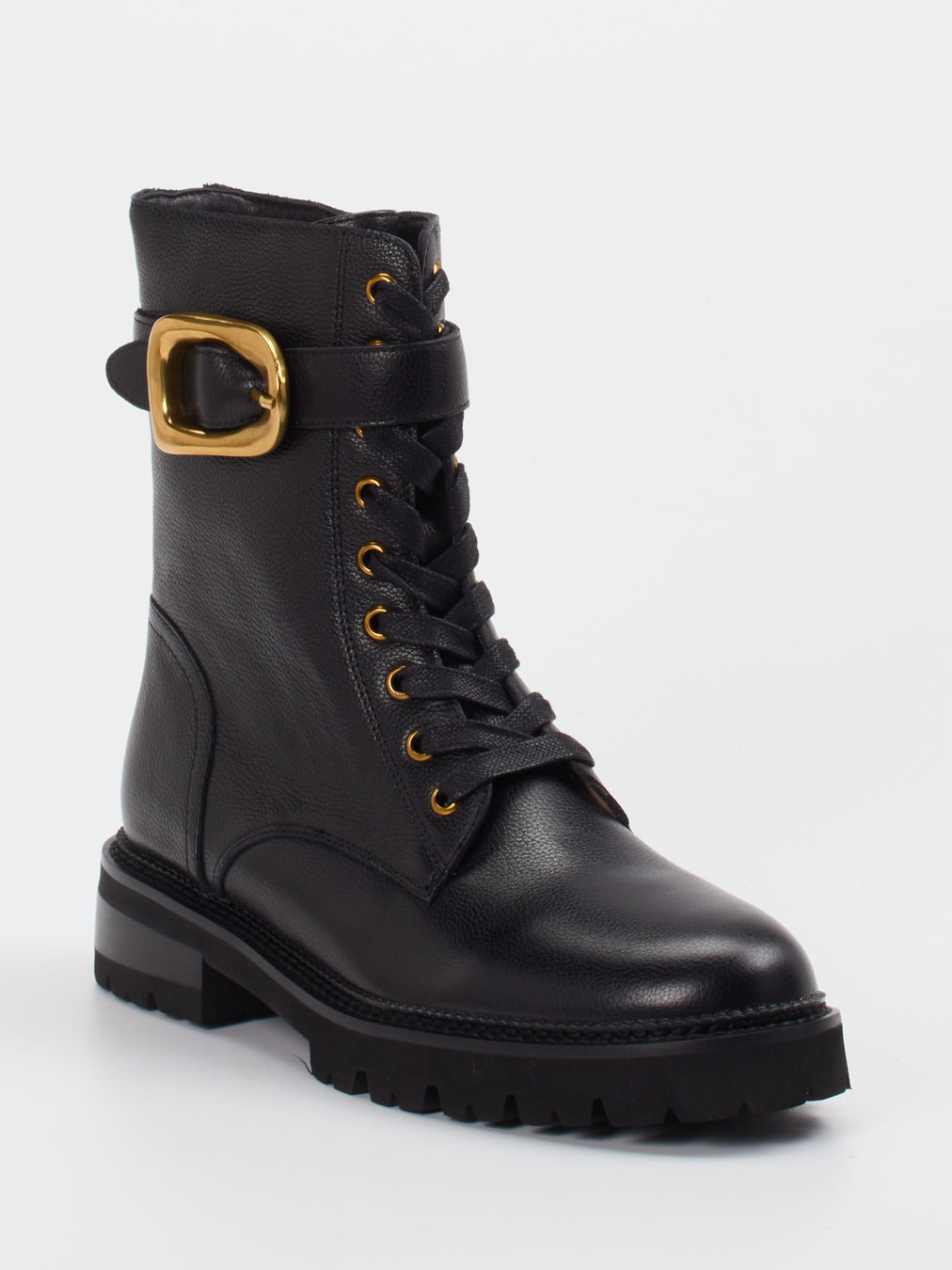 Andrea Puccini – Schnürboots aus Lammleder Schwarz