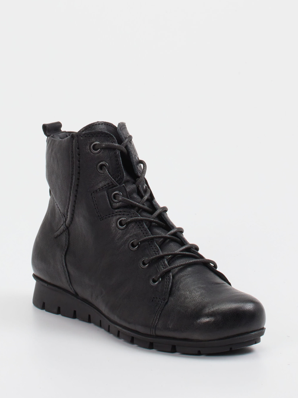 Think – Schnürstiefelette aus Ziegenleder Schwarz