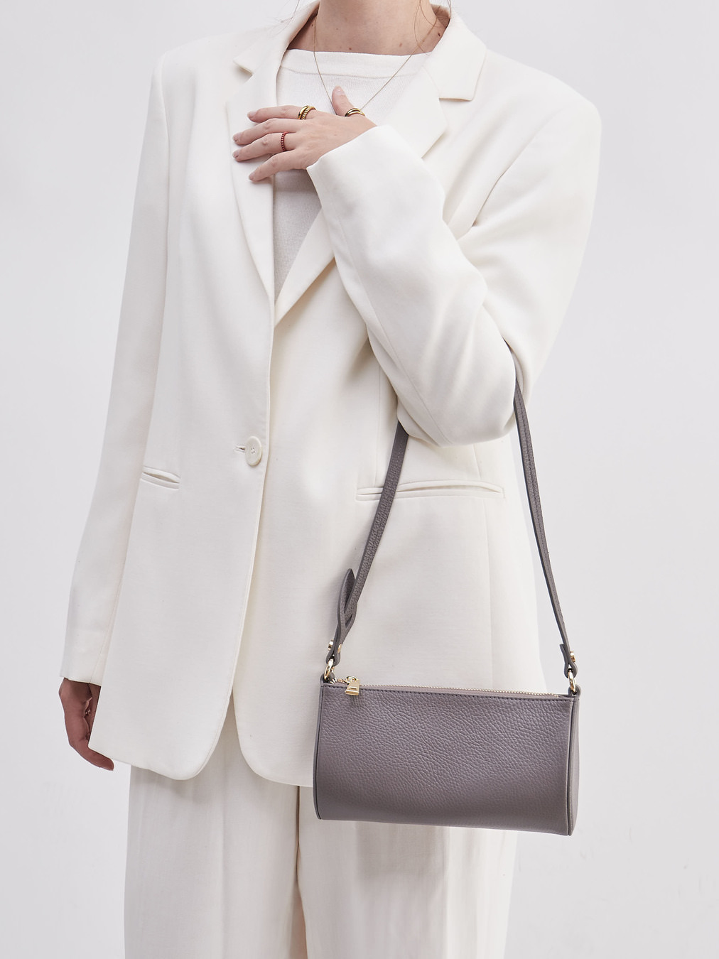 Marlon Firenze – Schultertasche aus Kalbleder Taupe