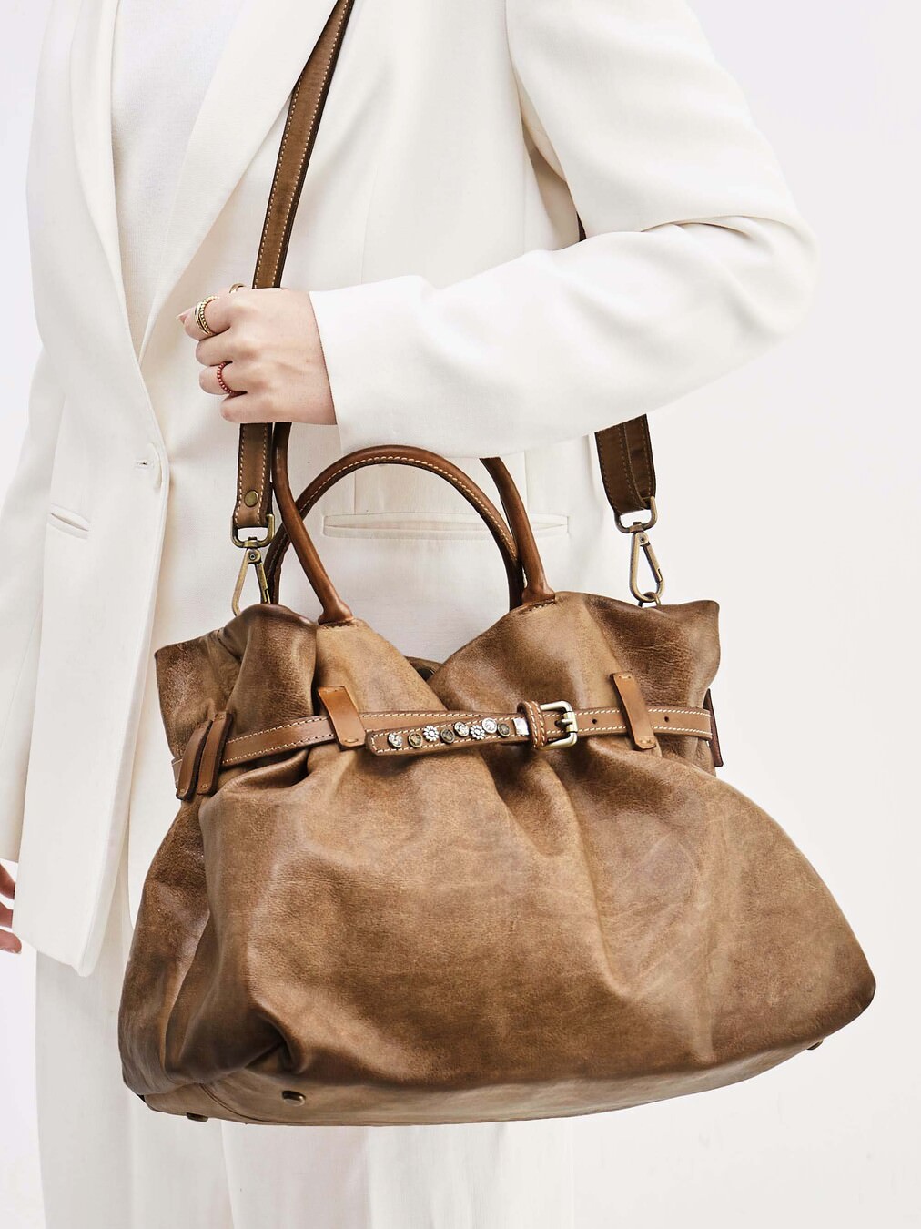 Alchimia – Shopper Bag aus Kalbleder Cognacbraun