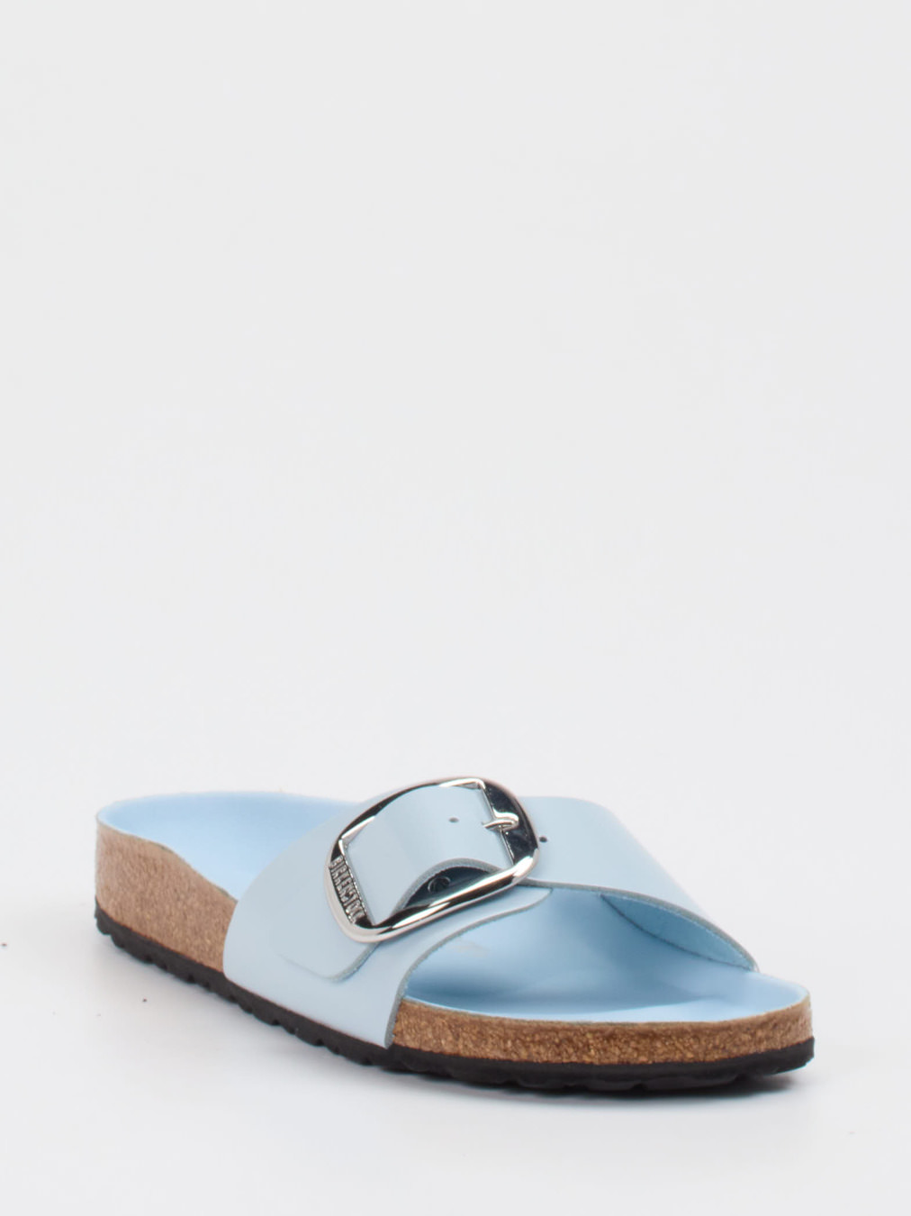 Birkenstock – Pantolette aus Lackleder Hellblau
